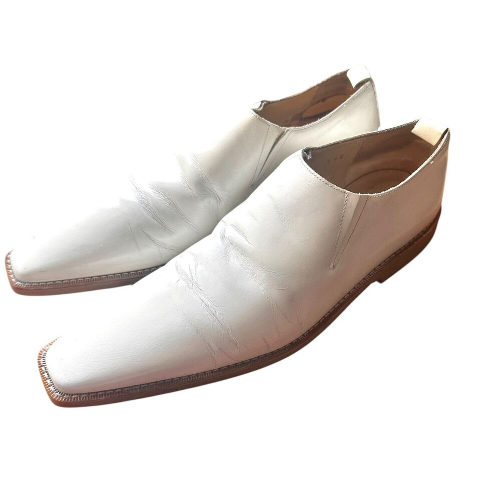 COMME DES GARCONS Square Toe Leather Loafers White Sz 24.5 (US 7.5)